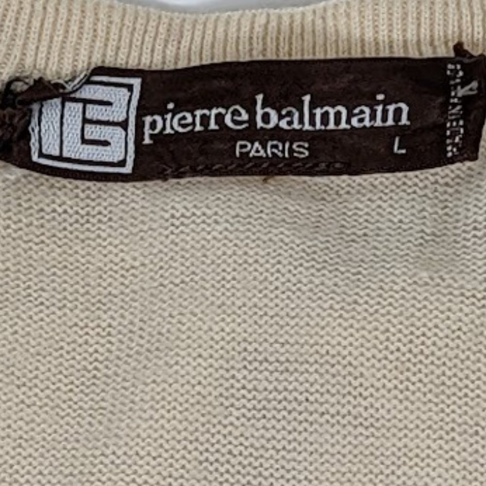 Vintage Pierre Balmain 100% wool cream vest size Large Made in France